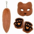 thumbnail image 2 of Multipurpose Sturdy Plush Foxes Mask and Gloves Tail Keychain Set Portable for Halloween Party Cosplay Accessories, 2 of 11