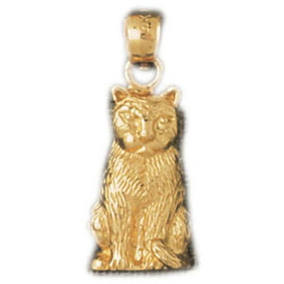 14K Yellow Gold Cat Pendant - 21 mm
