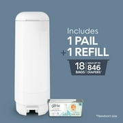 Diaper Genie Signature White Pail Includes 1 Easy Roll Refill with 18 Bags