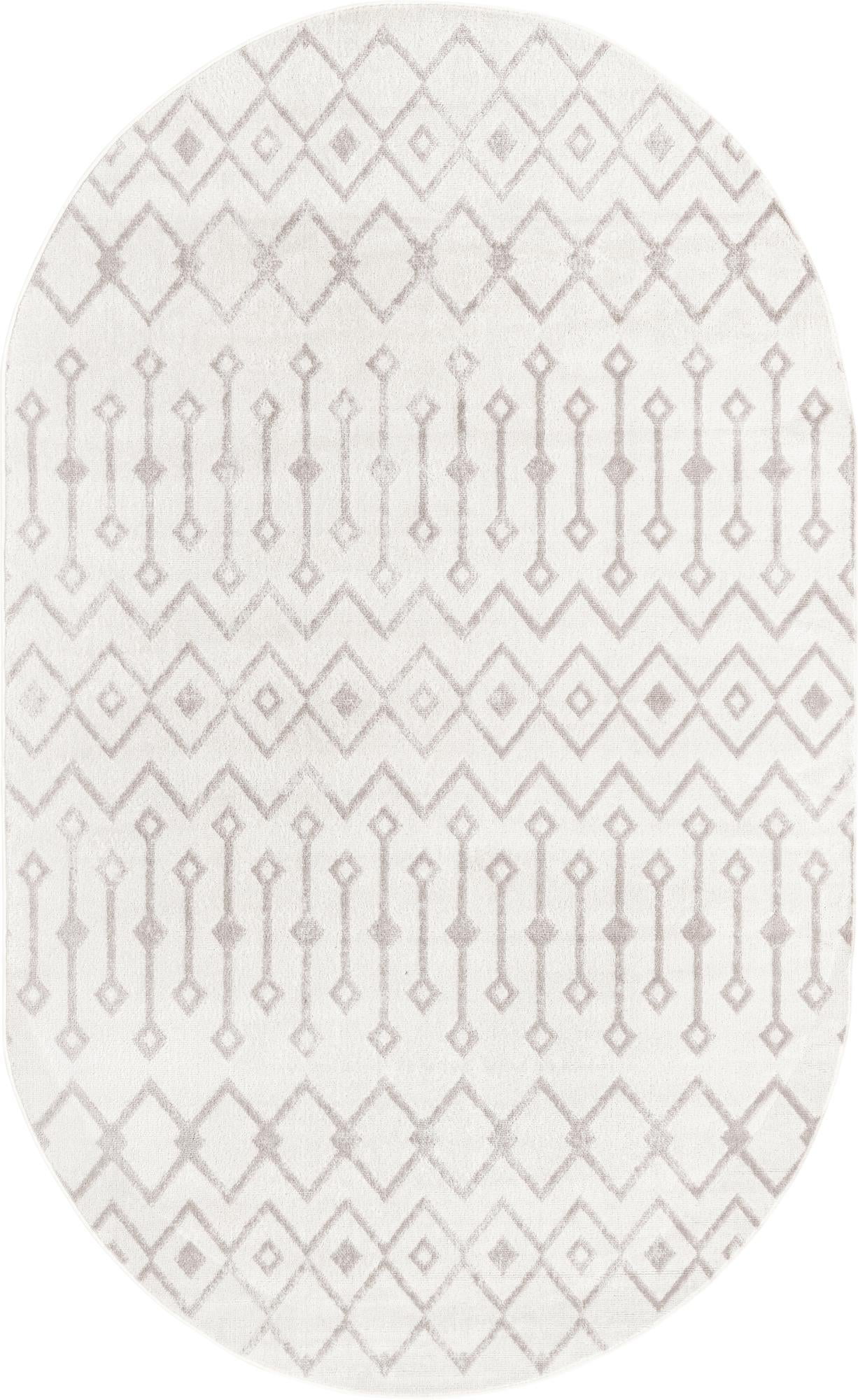Bohemian Trellis Collection Rug 5' x 8' Oval Pearl Low Rug