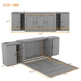 thumbnail image 5 of Full Size Murphy Bed with Shelves, Drawers and USB Ports, Wood Bed Frame Wall Bed Cube Bed, Murphy Bed Cabinet with Drawers for Home Office or Small Room, Foldable Platform Bed Frame, Gray, 5 of 9