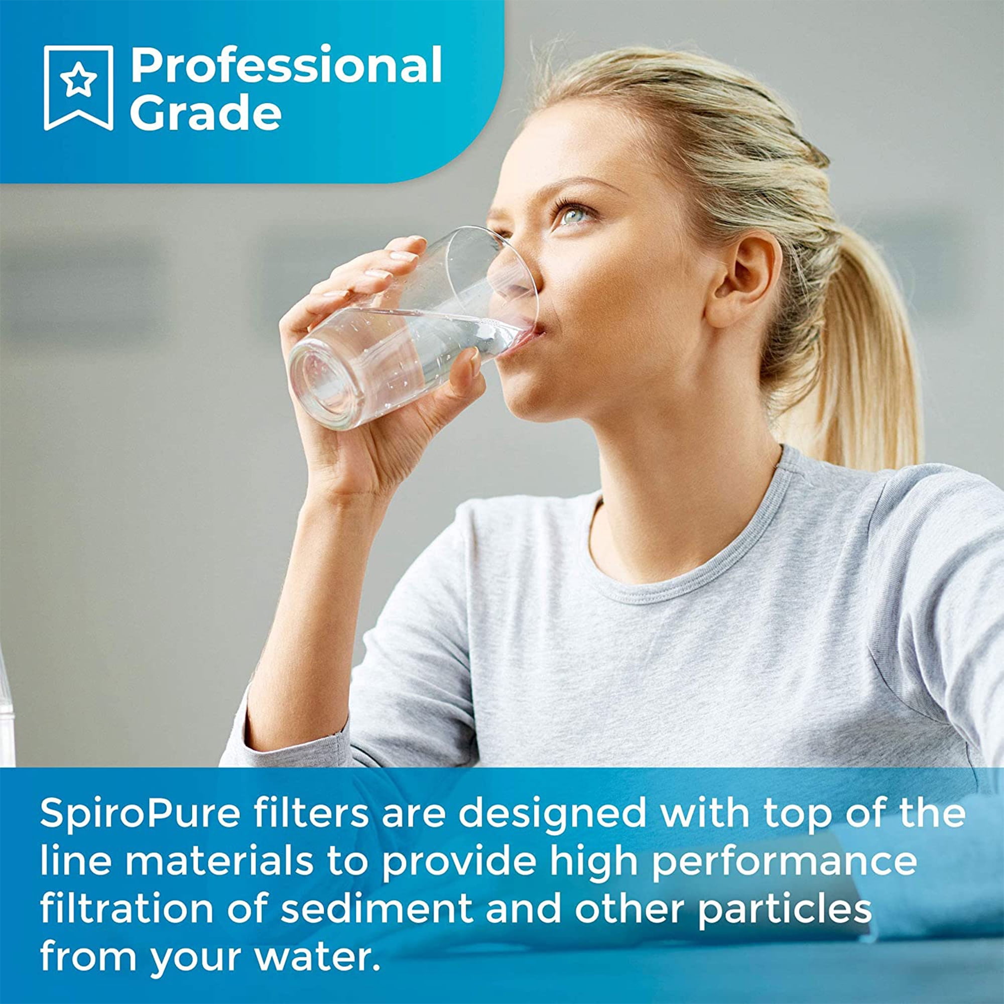 SpiroPure 10 x 4.5" Grooved Sediment Water Filters, 5 Micron (8 Pack)