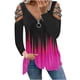thumbnail image 1 of Blusa informal de manga larga con estampado degradado y cremallera suelta con cuello en V para mujer Pompotops  gfhjh5126, 1 of 1