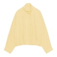 thumbnail image 5 of Women's Gingham Plaid Cropped Windbreaker Jacket Zip Up Mock Neck Long Balloon Sleeve Wind‑Resistant Loose Fit Casual Fall Spring Outerwear Yellow, 5 of 9