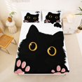 thumbnail image 5 of jejeloiu Cute Cat Paw Full Size Sheets Kids,Kawaii Animal Footprint Simple Black White Bed Sheets For Girls,4 Pieces, 5 of 6
