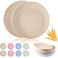 thumbnail image 1 of 8 Inch Lightweight Wheat Straw Plates, Cookmaster Unbreakable Deep Dinner Plates, Plastic Plates Reusable, Assorted Colors Dinnerware Sets, Microwave & Dishwasher Safe (8 Pack), 1 of 6