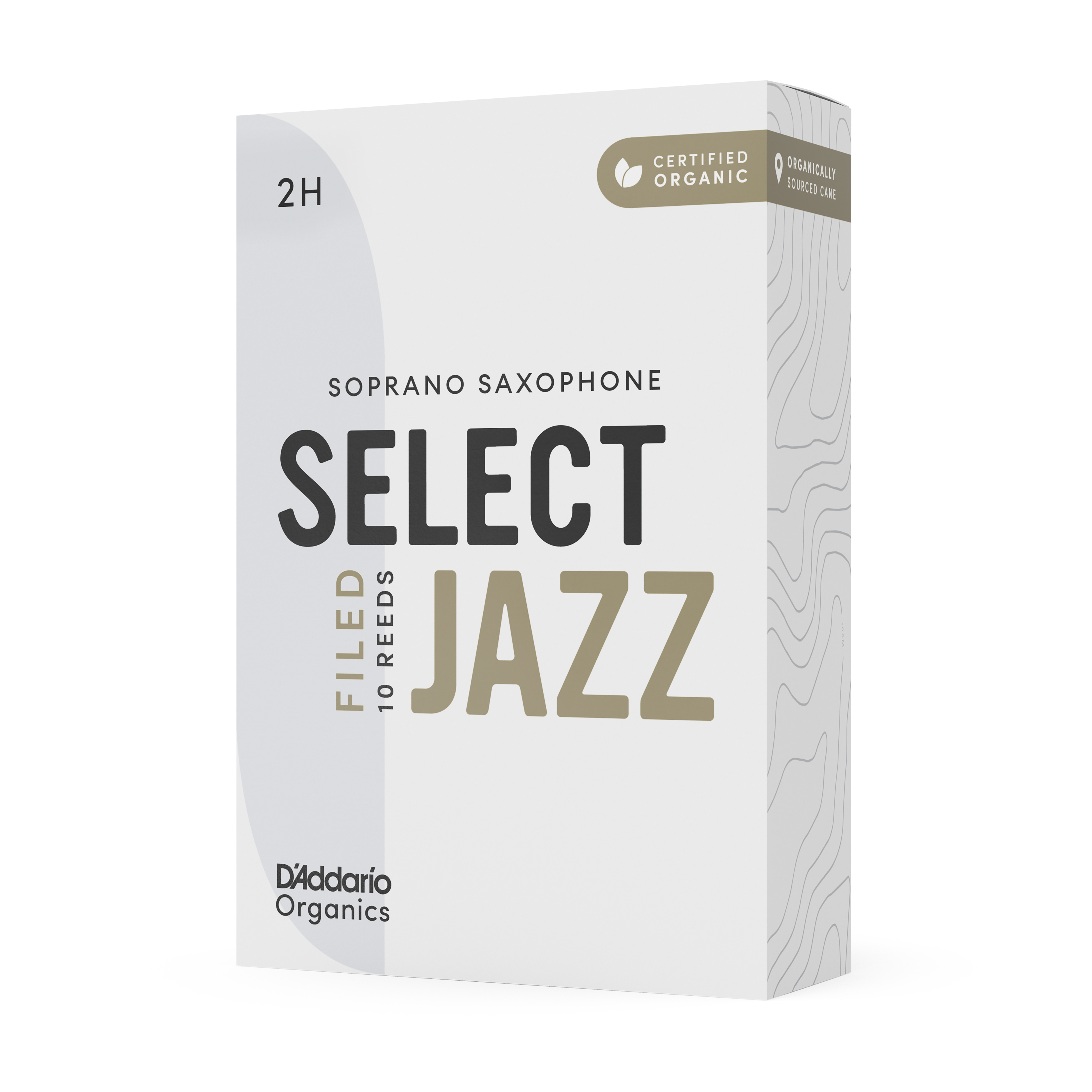 D'Addario Organic Select Jazz Filed Soprano Sax Reeds, Strength 2 Hard, 10-pack