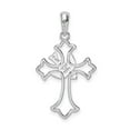 thumbnail image 3 of Sterling Silver Rhodium-Plated Cut-Out Fleur De Lis Cross With Dove Pendant, 3 of 4