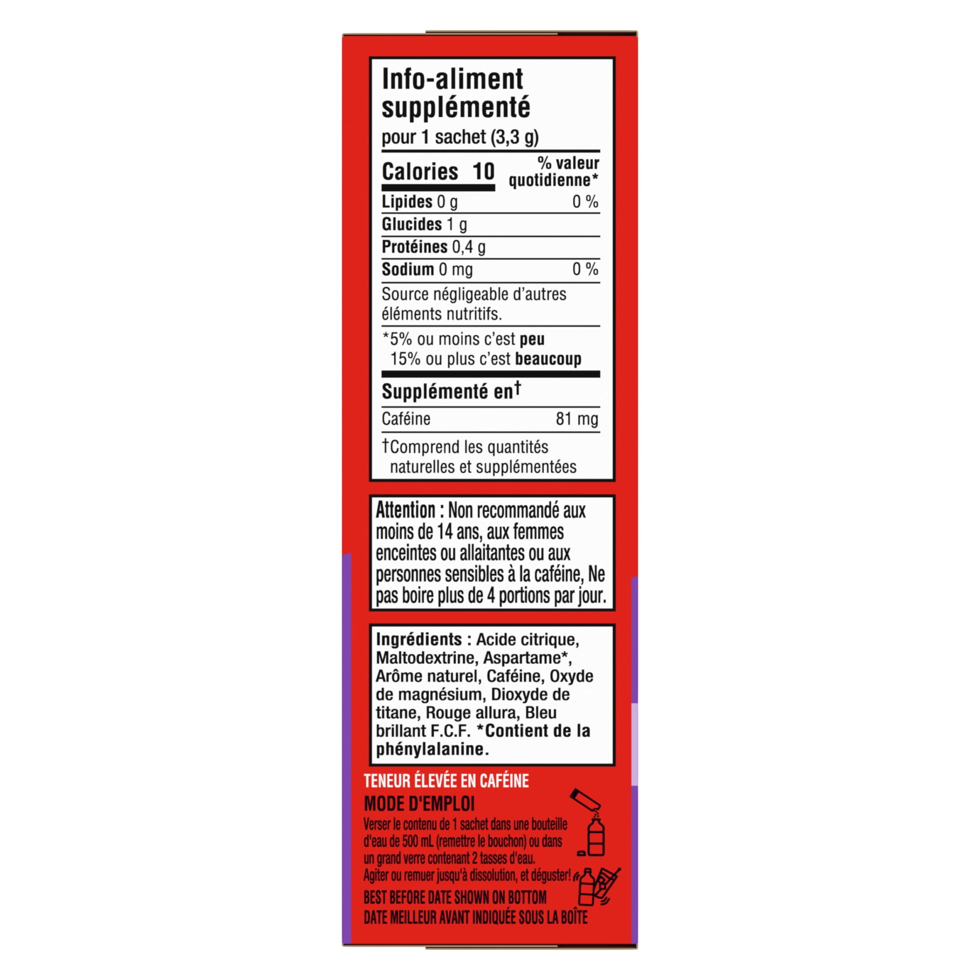 mio Energy Grape Energy Drink Mix, 3.3 g Packets, 10 ct Box, 10pk