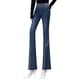 thumbnail image 1 of Jean de Mezclilla de Moda Yinane Pantalones Elásticos Rectos Acampanados para Mujer Cintura Alta Azul Oscuro, 1 of 8
