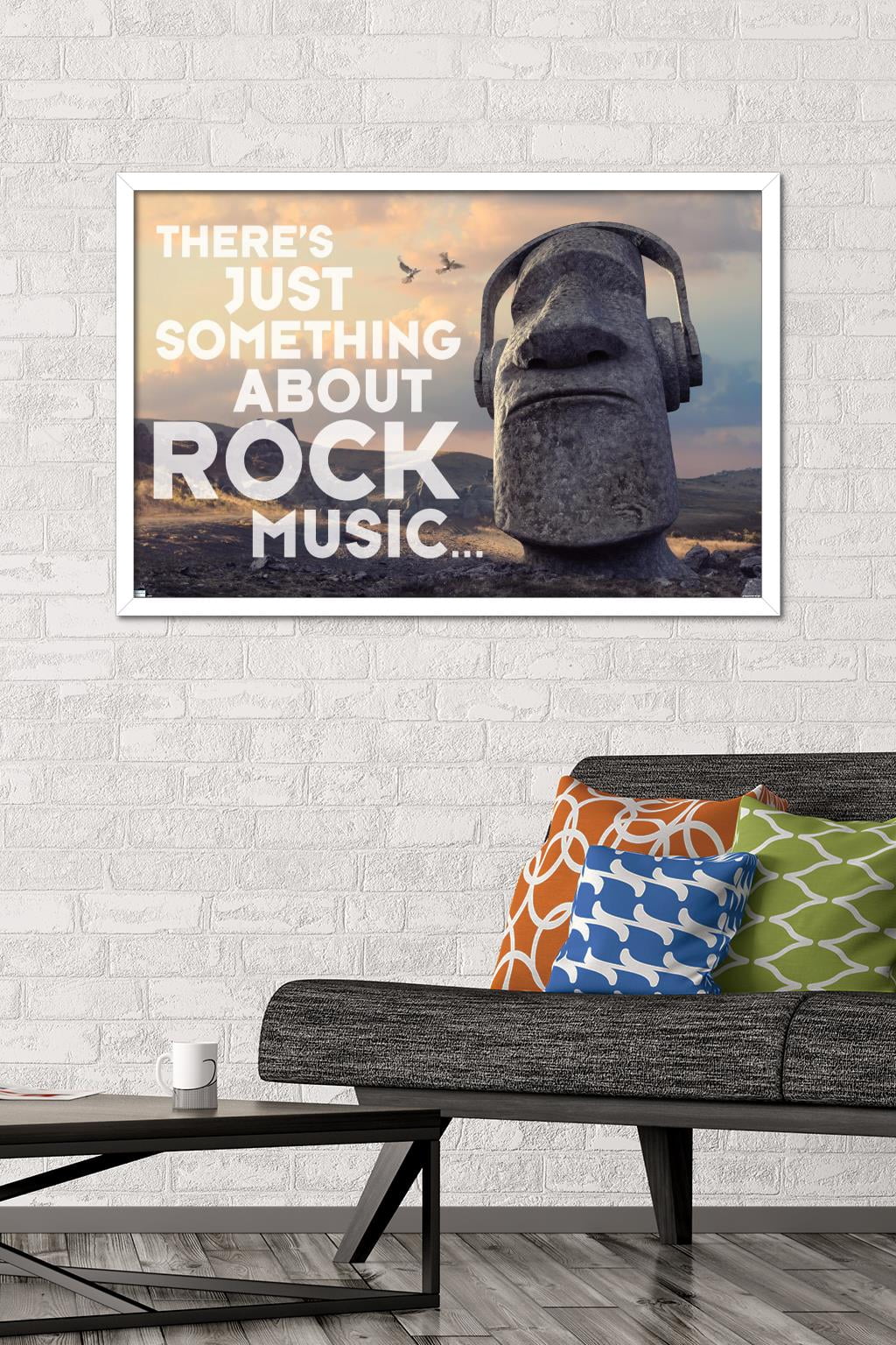 Moai Statue - Music Wall Poster, 22.375" x 34", Framed
