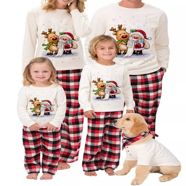 Pyjamas de Noël pour Famille Ensemble de Pyjamas de Noël Assortis PJS Pyjamas de Vacances pour Famille