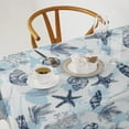 thumbnail image 2 of Nautical Coastal Table Cloth, Blue and White Undersea Starfish Seashell Coral Ocean Beach Tablecloths for Outdoor Picnic, Rectangle(55x55in), 2 of 6
