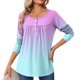 thumbnail image 1 of Neewe Women Tops Loose Fit Long Sleeve Round Neck Button T Shirts Business Casual Blouses Dressy Fall Fashion Work Clothes, 1 of 6