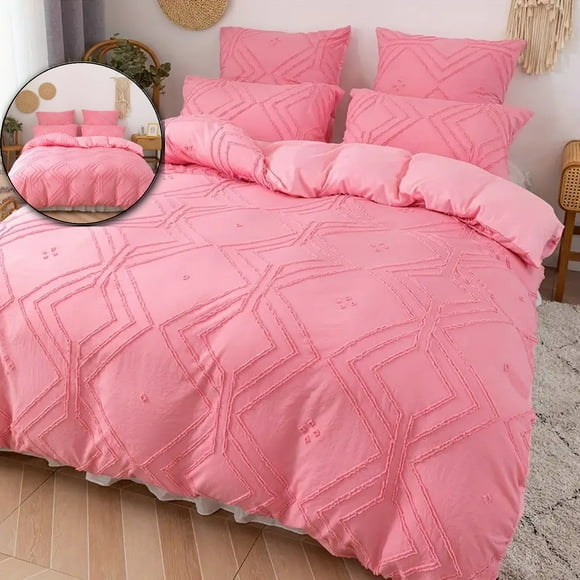 Dvruxg Tufted Duvet Cover Set (3-Piece) – Soft Microfiber Bedding with Zipper Closure, Includes 1 Duvet Cover + 2 Pillowcases – All-Season Style Comforter Cover for Bedroom