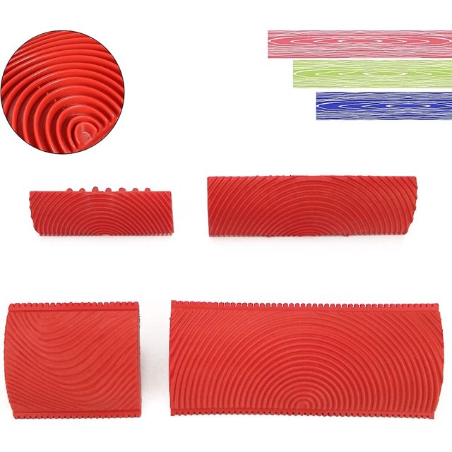 4 piezas de herramientas de grano de madera, rodillos de pintura de grano de madera de imitación, cepillo de rodillo de pintura de imitación, juego de herramientas de pintura de pared, juego de herra
