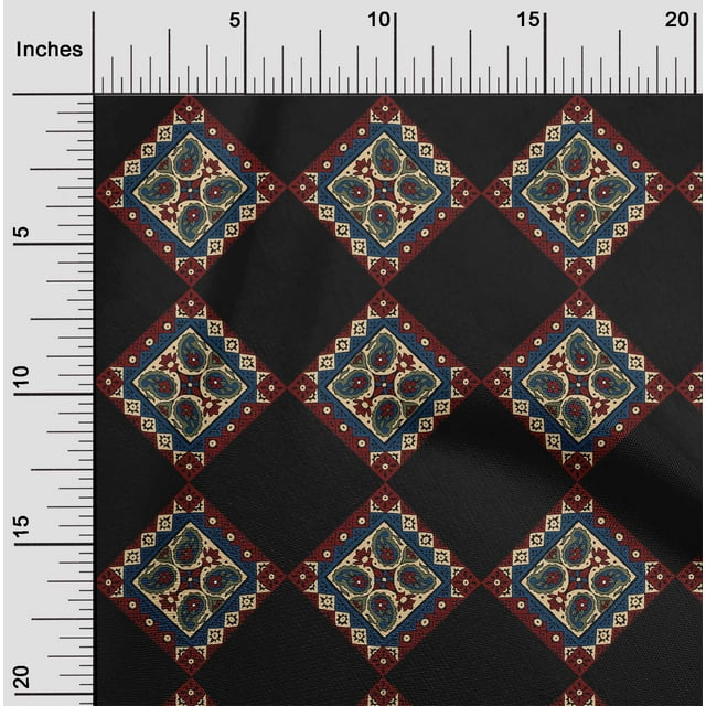oneOone Georgette Viscose Red Fabric Geometric & Paisley Block Sewing Material Print Fabric By The Yard 42 Inch Wide