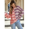 thumbnail image 6 of Ushdele Vibrant Pink Stripe Oversized Sweater - Stylish & Cozy! 💃🌸, 6 of 8