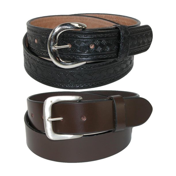 CTM Size 32 Mens Leather 1 3/8 Inch Removable Buckle Belts (Pack of 2