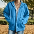 thumbnail image 2 of Cathalem Women's Solid Color Pullover Hoodie - Long Sleeve Casual Sweatshirt with Kangaroo Pocket, Cozy Fleece Lined Hooded Sweater for Women (Blue,M), 2 of 6