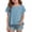 Light Blue, variant on TIREOW Cotton Linen Tops for Girls Oversized Summer Boho Short Sleeve Shirts Teen Kids Plain Loose Lightweight Beach Blouse (Navy, 7-8 Years)