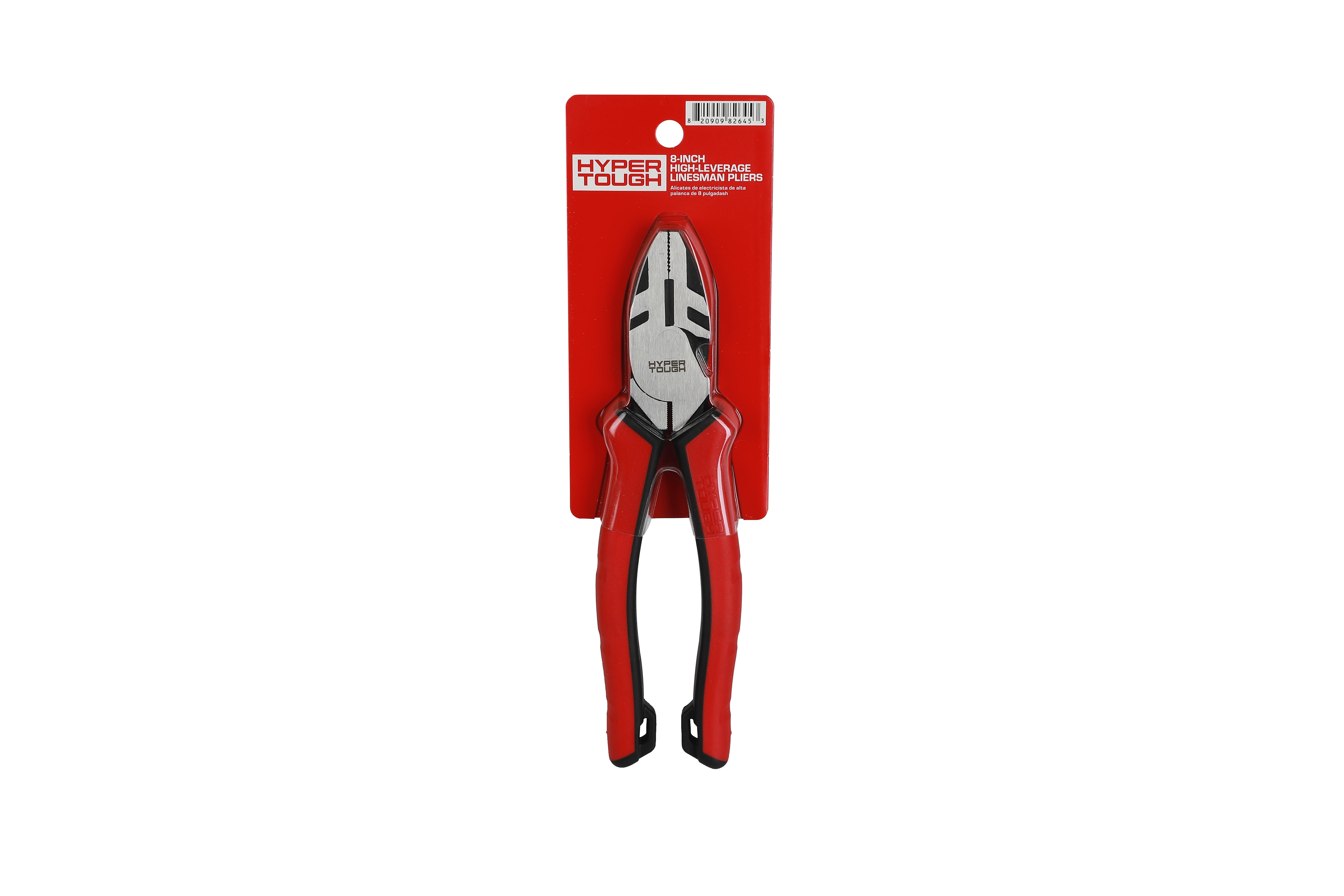 Hyper Tough 8-inch High Leverage Linesman Pliers with Dual Material Comfort Grips