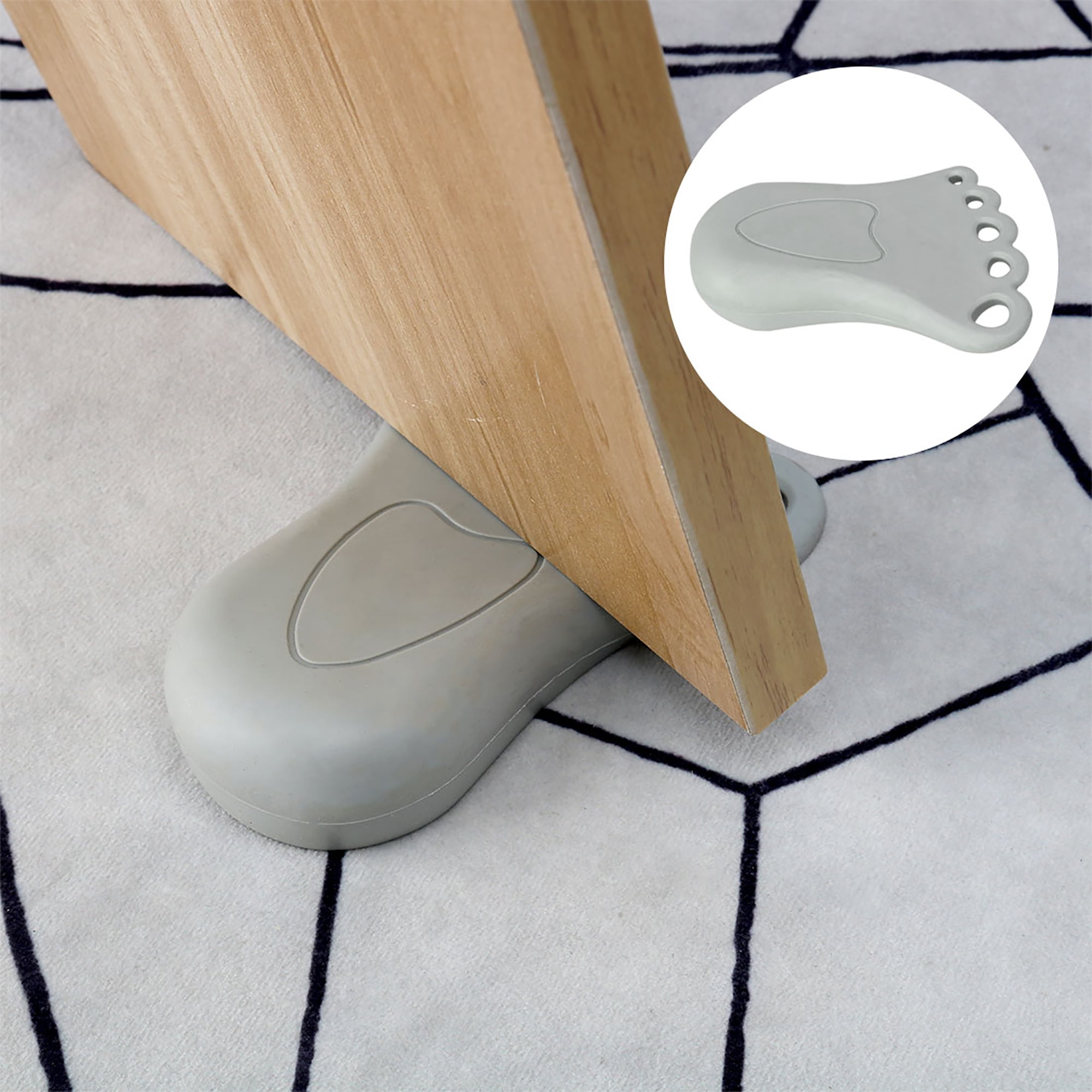Home Rubber Antislip Wedge Door Stopper Doorstops Protector Gray Color