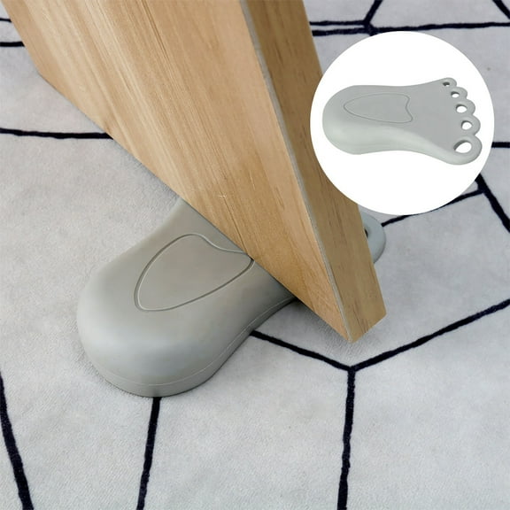 Uxcell Home Anti-slip Wedge Doorstops Protector Rubber Gray 1pcs