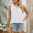 thumbnail image 5 of Fmbrln Womens Summer Loose Tank Tops Round Neck Ruched Sleeveless Tops Casual Solid Basic Shirts White S, 5 of 5