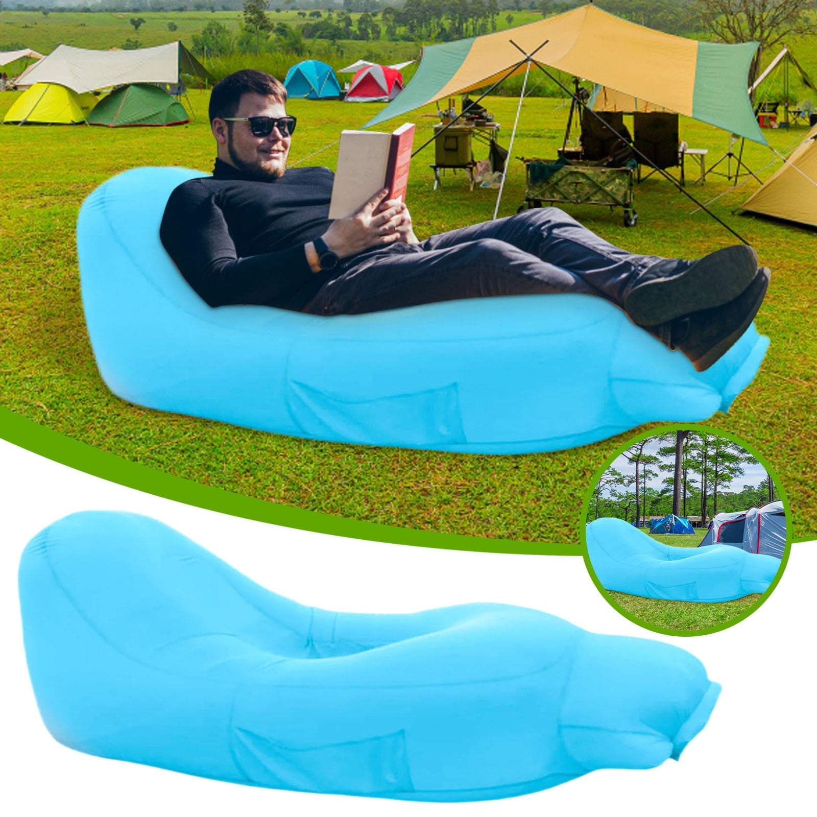 Recliner Outdoor Air Sofa Folding Camping Sleeping Inflatable Beach Proof Lightweight Compact Portable Travel Pad Comfort Backpacking Easy Carry Versatile