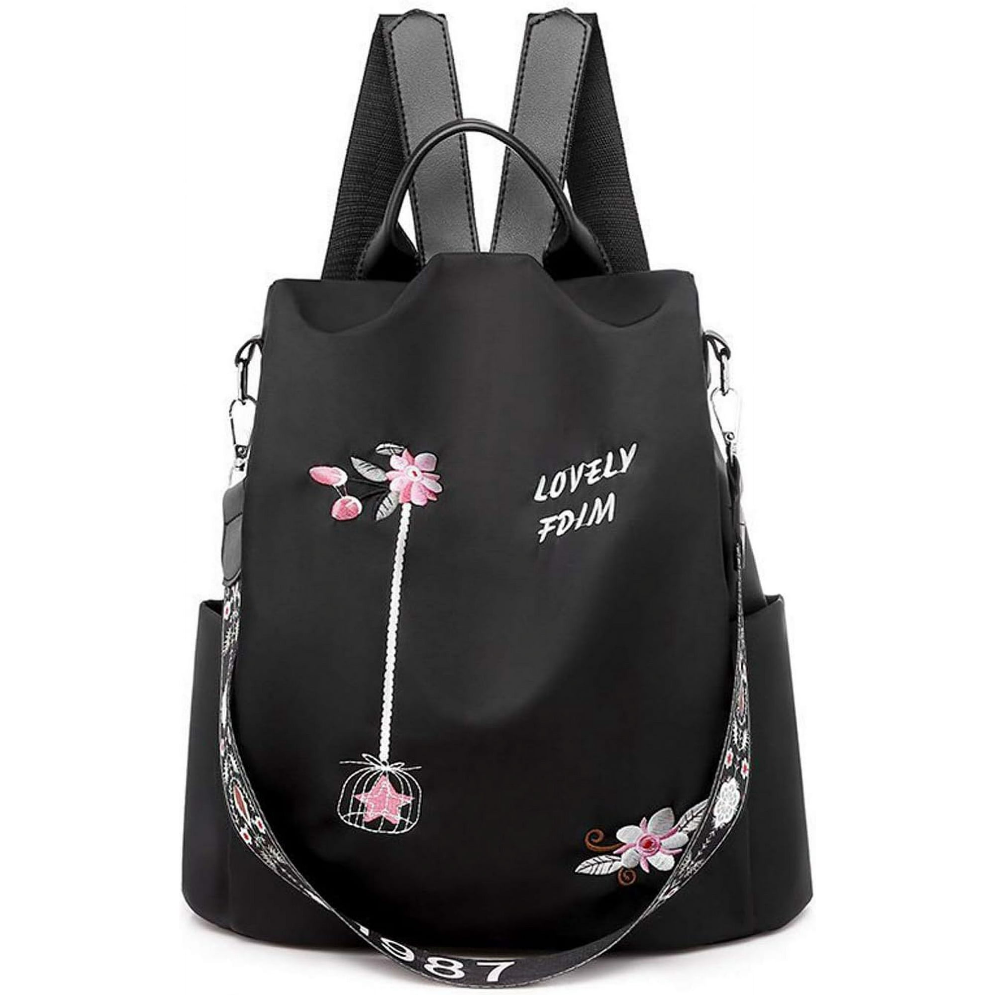 black Backpack Women Shoulder Bag Girls Handbag Anti theft School Bags Ladies School Shoulder Bags Schoolbags for Travel Campus College Commuter