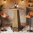 thumbnail image 5 of Bar Table Set of 2, 37.4" High Round Pub Table for Small Bars, Dining Room, Kitchen – Wood Tone Finish, 5 of 5