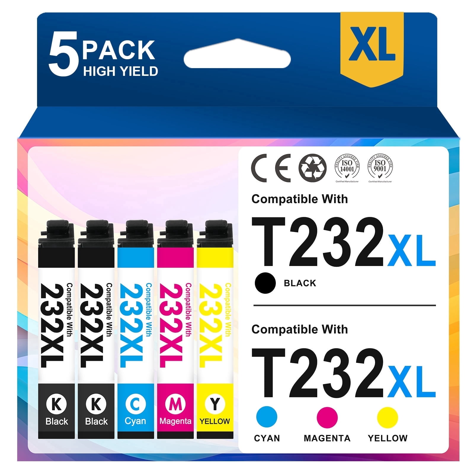 G&G T232XL Ink Cartridge 4-Pack for Epson WF-2950, WF-2930, XP
