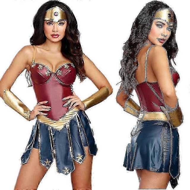 Wonder Woman Costume For Adults Women Dc Comics Superhero Outfit Halloween Cosplay Party Dress Up Full Set - DSW