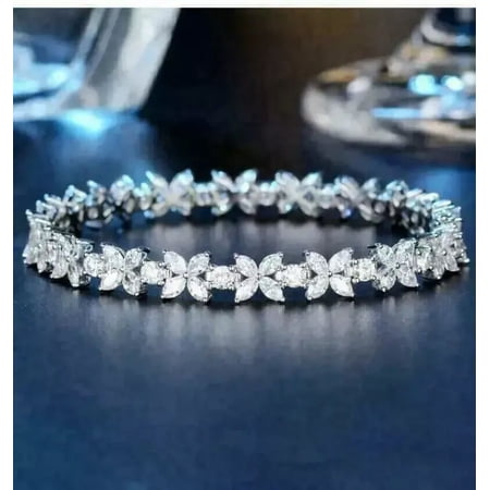 9Ct Marquise Cut Simulated Diamond Tennis Bracelet for Women, 14K White Gold Plated - Elegant Jewelry