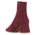 thumbnail image 3 of YDN Women Western Block Mid Heel Lace Up Short Boots Closed Toe Ankle Booties Side Zipper Office Shoes Size 6.5 Dark Red, 3 of 4