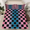 thumbnail image 2 of Castle Fairy Minimalist Checkered Full Size Sheets 4-Piece for Kids Children Teens,Abstract Gradient Geometric Plaid Breathable Bed Sheets,Blue Pink Lightweight Sheet Sets,Luxury Bedroom Decor, 2 of 7