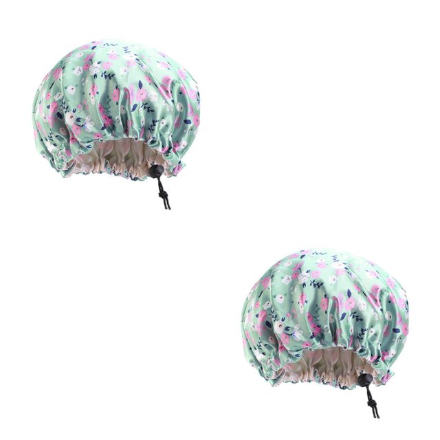 Jumpingount Gorro de dormir de noche para niños con hebilla ajustable, gorros de satén, gorro de dormir, tocado para el cuidado del cabello, baño, flor verde 2piezas Jumpingount CBP321340