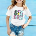 thumbnail image 2 of XAOFW Kids 6 7 T-Shirt Girls Graphic Letter Prints Toddler Youth Short Sleeve Round Neck Stylish Cozy Outdoor Activities Tee Shirts, 2 of 4