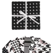 Soimoi Houndstooth Print Precut 5-inch Cotton Fabric Quilting Squares Charm Pack DIY Patchwork Sewing Craft- White & Black