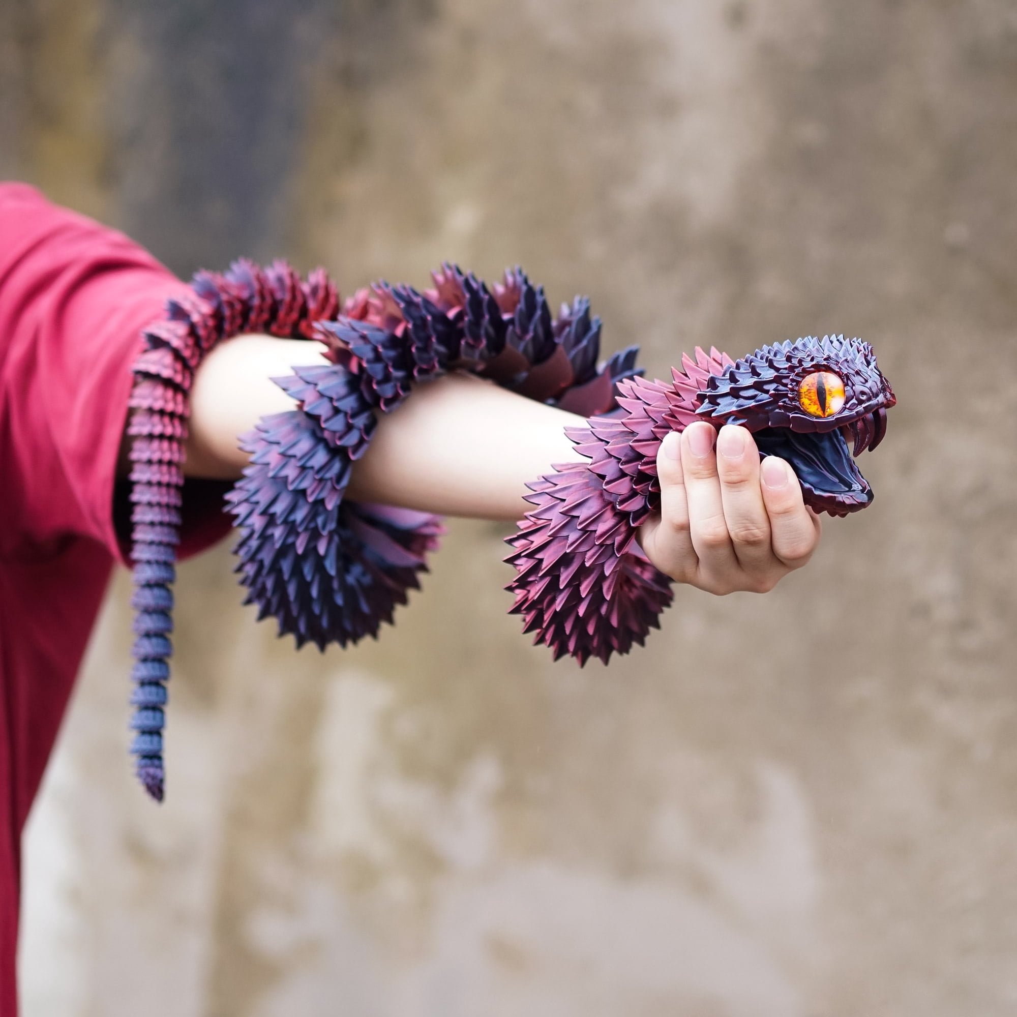 47.5inch 3D Printed snake,Flexible Joint Animal lacertid Figurines,Realistic Eyes, Home Office Decor,Fidget Toy for Adults Teens Boy Festival Gifts