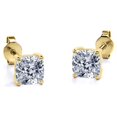 thumbnail image 6 of JeenMata 4 Prong - 3 Carat Cushion Cut Moissanite - Solitaire Stud Earrings - 18K Yellow Gold Plating Over Silver, 6 of 6