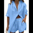 thumbnail image 1 of Conjunto de Chándal de 2 Piezas para Mujer, de Verano, con Top de Corta y Pantalones Cortos. Azul M, 1 of 9