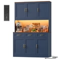 thumbnail image 4 of Hiphuta 72" Tall Kitchen Pantry Storgae Cabinet with RGB LED, Hutch Cabinet with Charging Station and Adjustable Shelves for Dining Room, Blue, 4 of 8