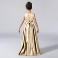 thumbnail image 4 of TIREOW Teen Girls Flowy Sleeveless Pleated Chiffon Flower Dress Elegant A-Line Crew Neck Maxi Asymmetrical Dresses Soft Comfy Party Formal Solid Color Scoop Neck Skirt, 4 of 5