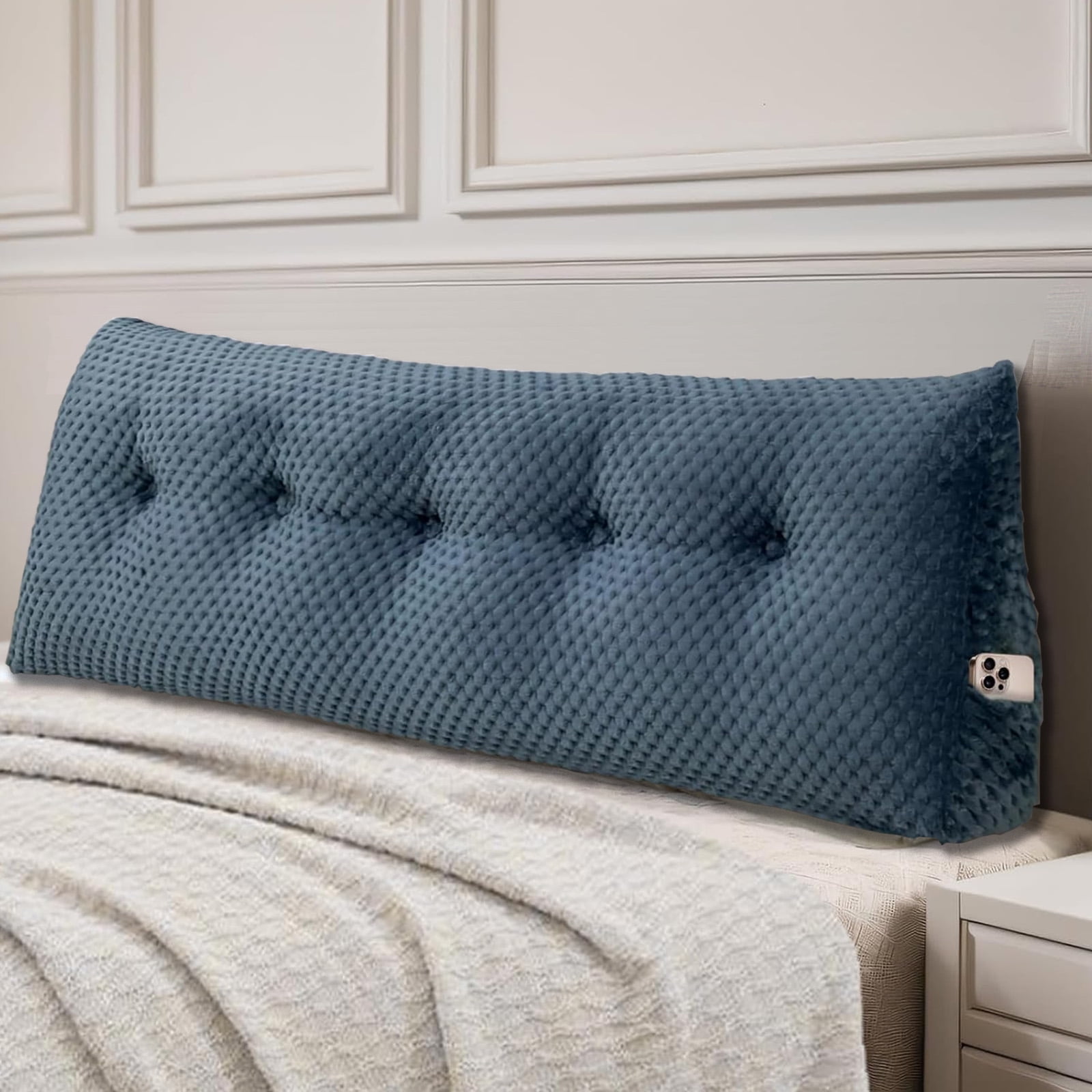 Velvet Soft Triangular Wedge Headboard Pillow,Queen Size Bedside Pillow Rest Reading Pillows Lumbar Pad Cushion