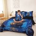 thumbnail image 3 of Manfei Magical Sailboat Canyon Ocean Twin Bedding Sets for Kids Boys and Girls, Nautical Fantasy Print Bedding Comforter Set, Black Reversible 7-Piece, 3 of 6
