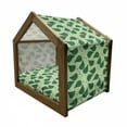 thumbnail image 2 of Leaves Pet House, Foliage Pattern Doodle Style Illustration Composition of Nature, Outdoor & Indoor Portable Dog Kennel with Pillow and Cover, 5 Sizes, Pale Green Fern Green, by Ambesonne, 2 of 5