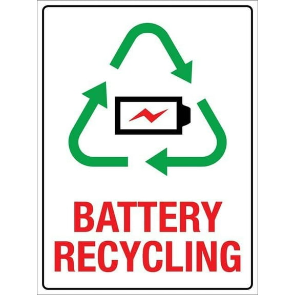 Battery Recycling Sign Metal 12"X8" Rust Free Aluminum,Indoor & Outdoor Use For Fence And Yard