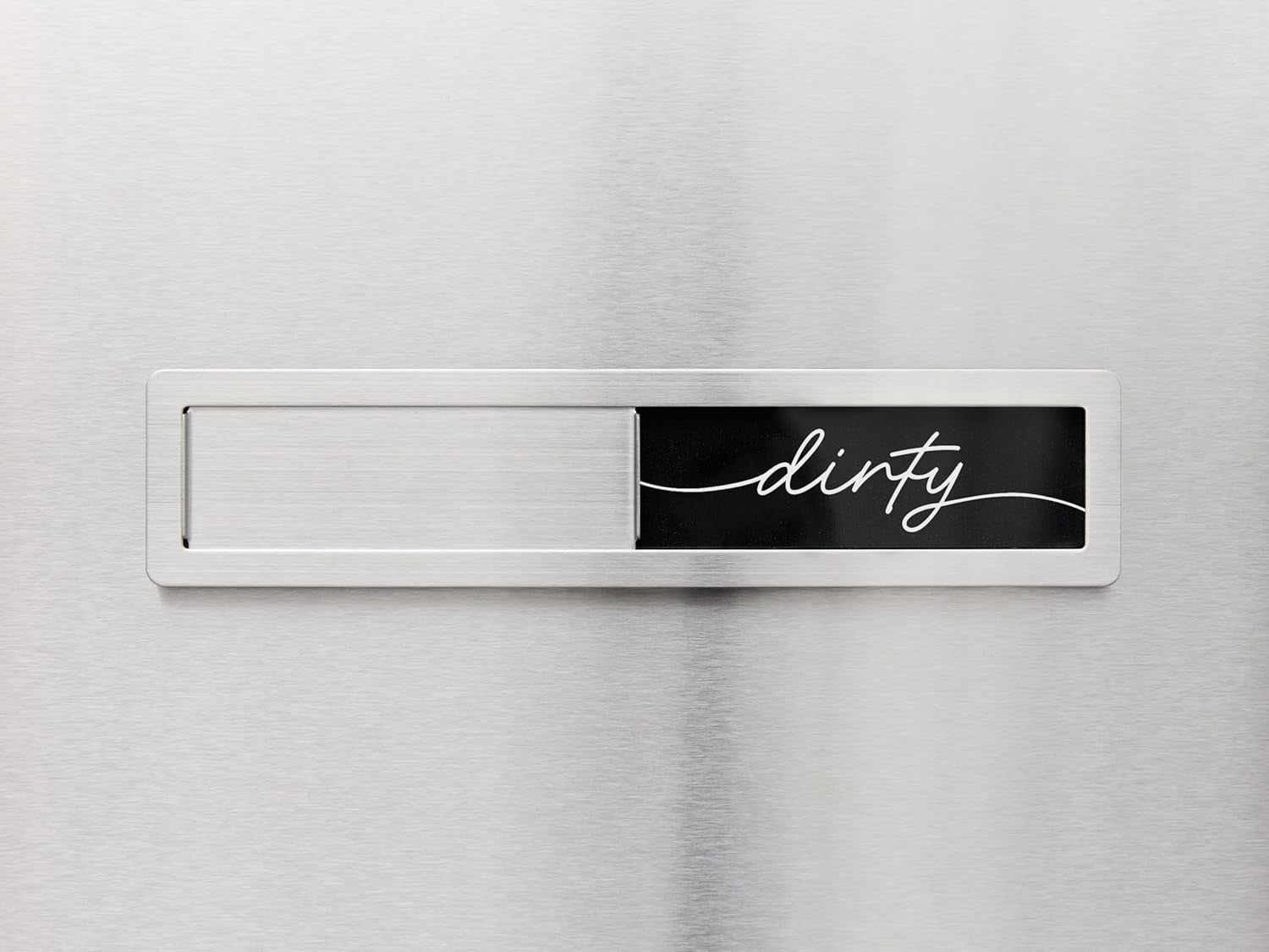 Stainless Steel Clean Dirty Magnet for Dishwasher, Black & White Script Dishwasher Magnet Clean Dirty Sign, Premium Clean/Dirty Dish Washer Magnets with Protective Backing, Rustic Kitchen Dish Sign